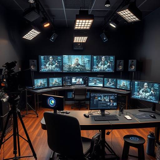 Salle de montage professionnelle, avec √©crans et √©quipements de pointe
